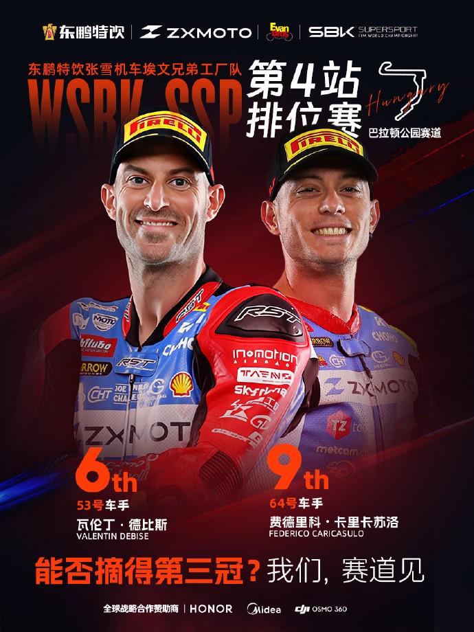 WSBK匈牙利站排位賽：張雪機車兩位車手分列第6、9位